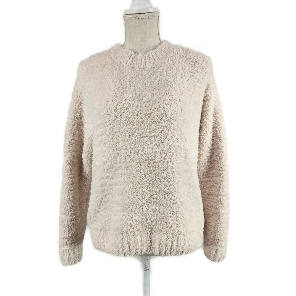 HM Pullover Sweater Women's S Fuzzy Cozy Beige Cottage Teddy Bear Sherpa